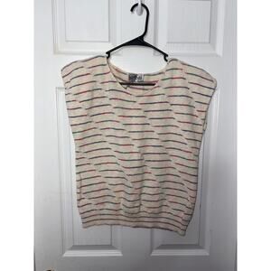 Vintage Erika Inc. Knit Striped Sleeveless vest Top Cottagecore Academia 0257-R